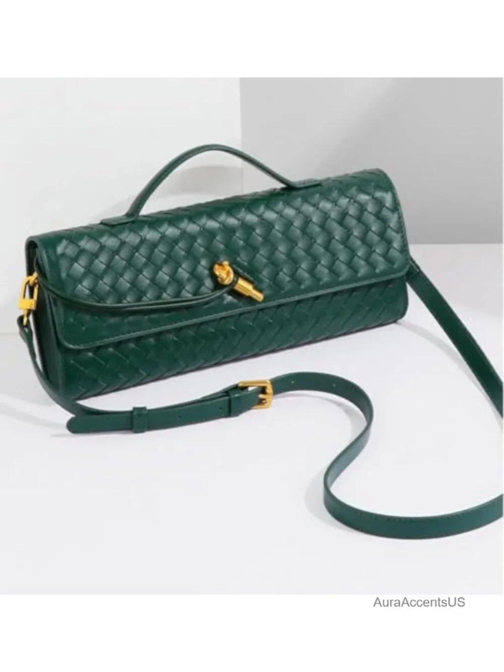 Woven PU Leather Evening Clutch Purse Crossbody Shoulder Bag Hobo Satchel